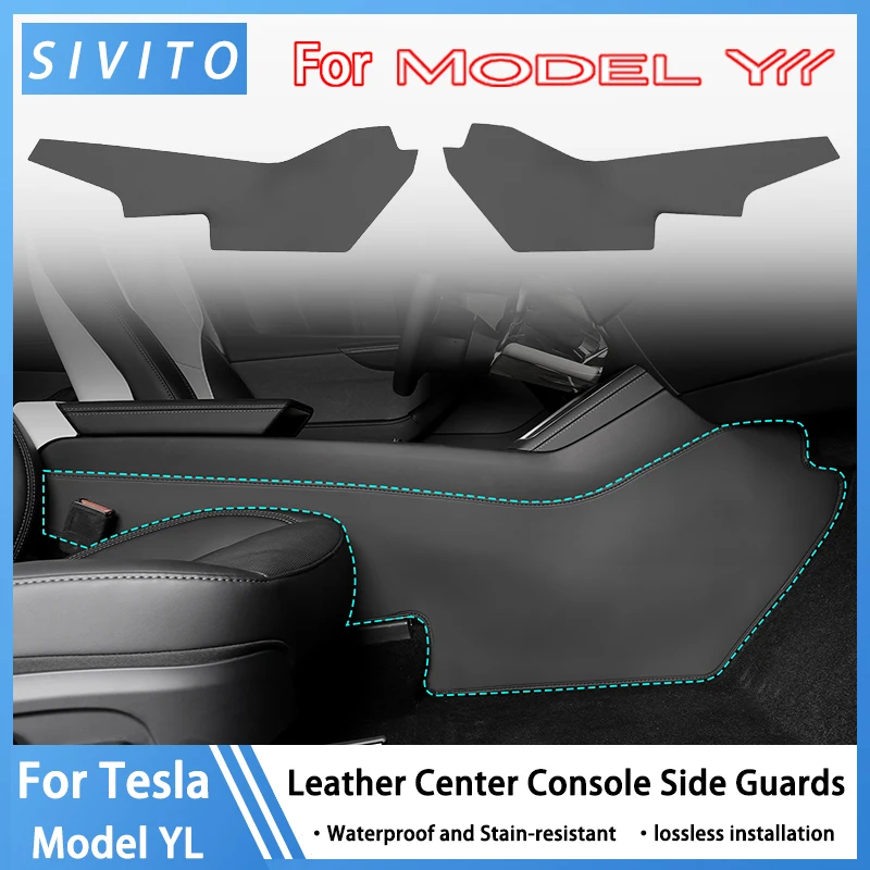 Protector de Panel Lateral de Consola Central para Tesla Model YL Launch 2026+, Anti-Golpes, Adhesivo de Cuero, Cubre Pies, Accesorios para Auto