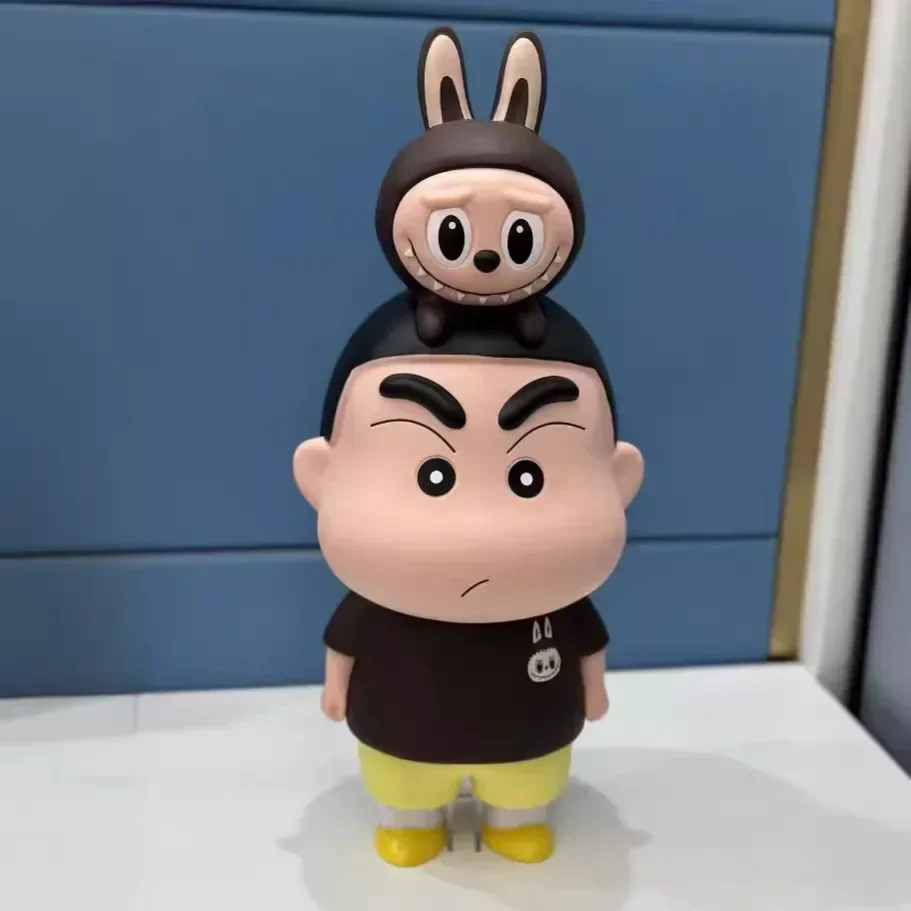 42cm Anime Crayon Shin-Chan Labubu Figures Nohara Shinnosuke Kawaii Labubu Xiaoxin Pvc Model Ornaments Collectible Toys Gift