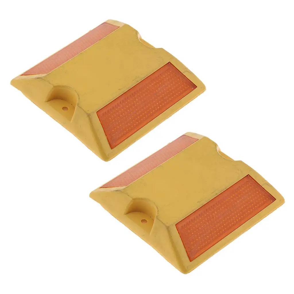 NEW Commercial Road Highway Pavement Marker Reflector , Yellow, 2Pcs