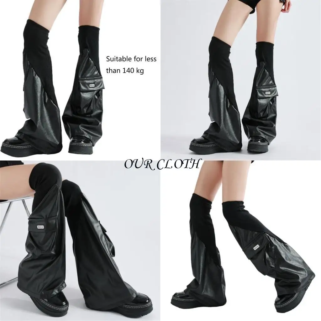 

Women Girls Pu Leather Leg Warmers Thigh High Boot Stockings Winter Leg Sover Y1AC