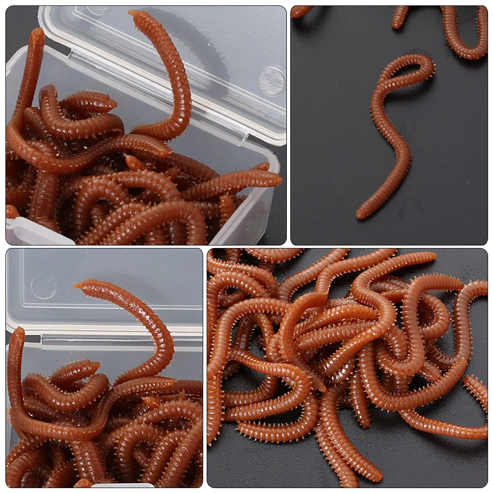 

2 Boxes Artificial Lure Halloween Prank Fishing Simulation Worm Durable Silicone Decorative Prop Vivid Lifelike Tricky