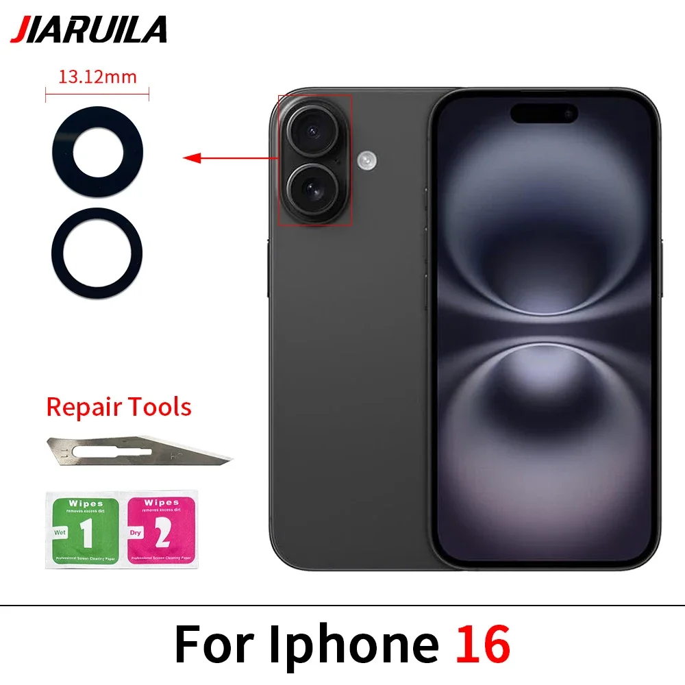 Camera Lens For Iphone 16 Pro Max / For Iphone 16 Plus Back Camera glass Lens With Sticker Adhesive Repair Spare Parts + Tool