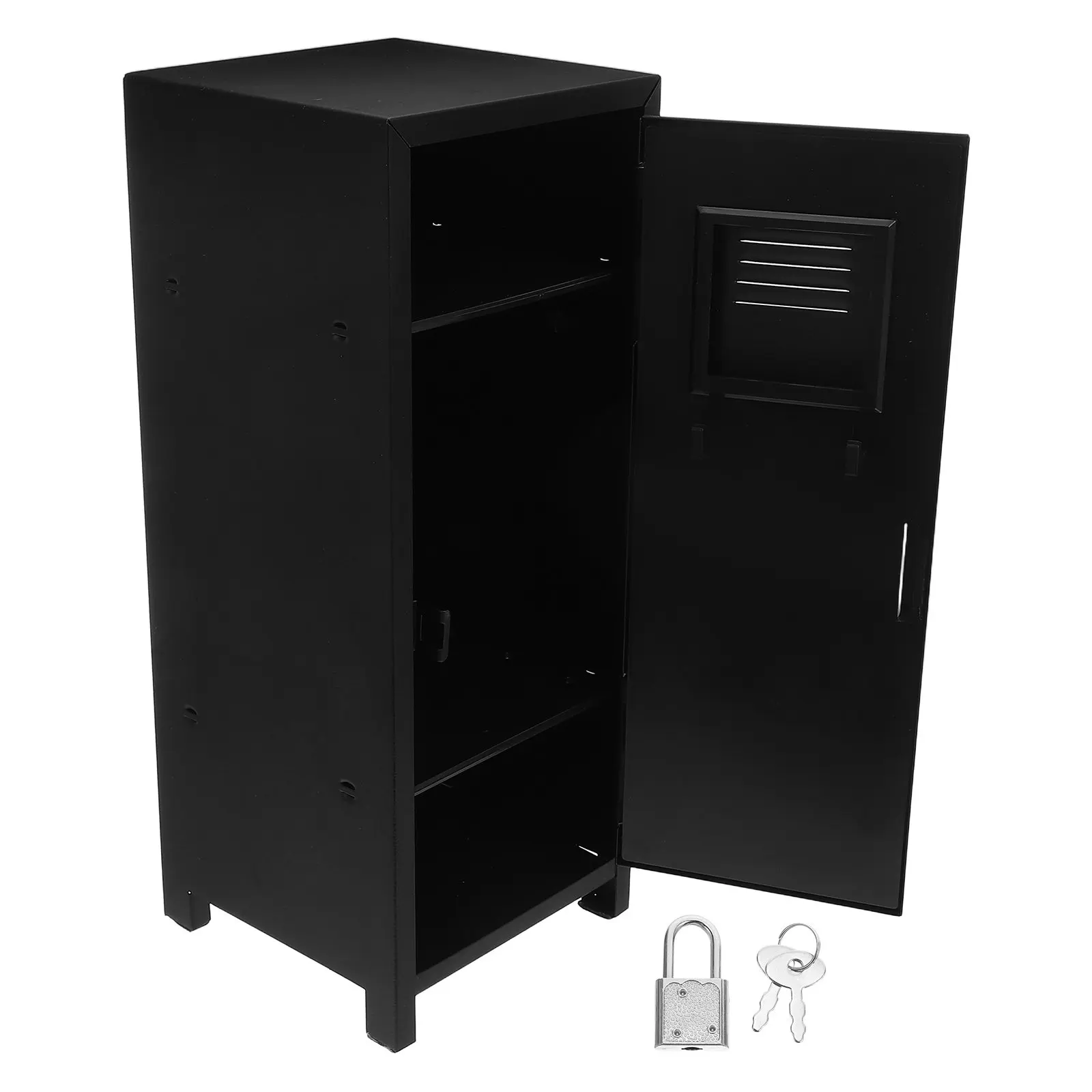 

Lockable Metal Desktop Storage Organizer Cabinet Small Vertical Iron Locker for Office Bedroom Living Room Secure Lock Box