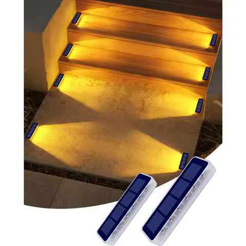Solar Step Lights - Warm White Waterproof Stair Lights for Deck/Pathway/Backyard