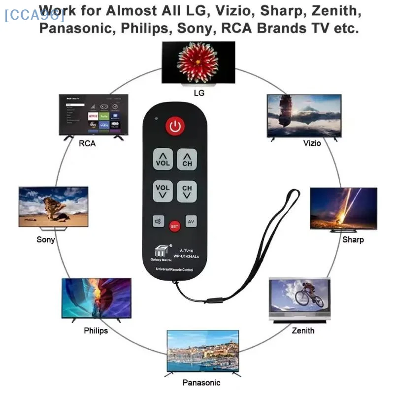 

【CCA96】A-TV10 TV Remote Universal Controller Simple Waterproof Remote Control With LED Light For All TV Models