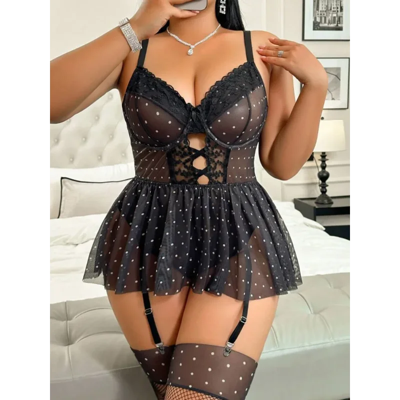 

Sexy Backless Deep V Suspenders Sleeveless Sheer Mesh Dress Pure Desire Hollow Out Mesh Camisole Bodysuit Transparent Dress 1I3Y