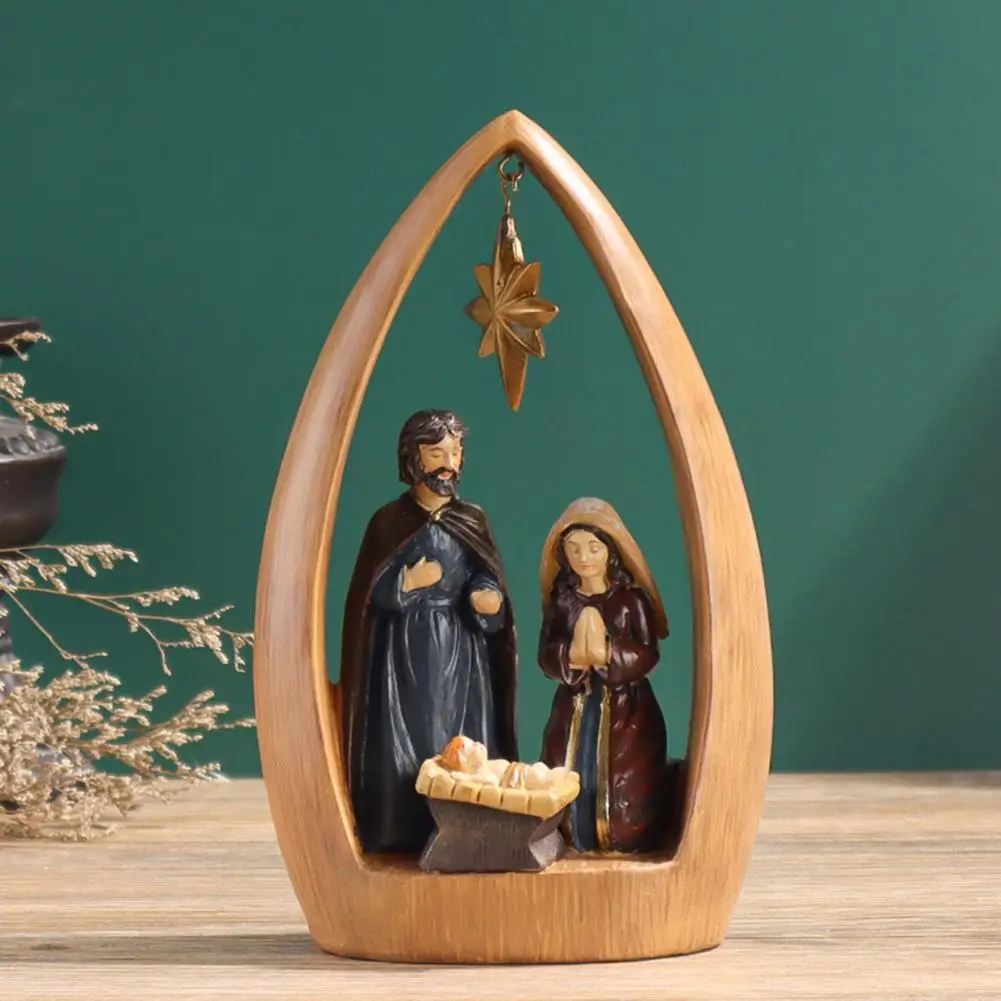 Nativity Resin Figurine Resin Nativity Figurine Set Holy Family Sculpture Birth of Jesus Statue Home Office Decoration Ornament