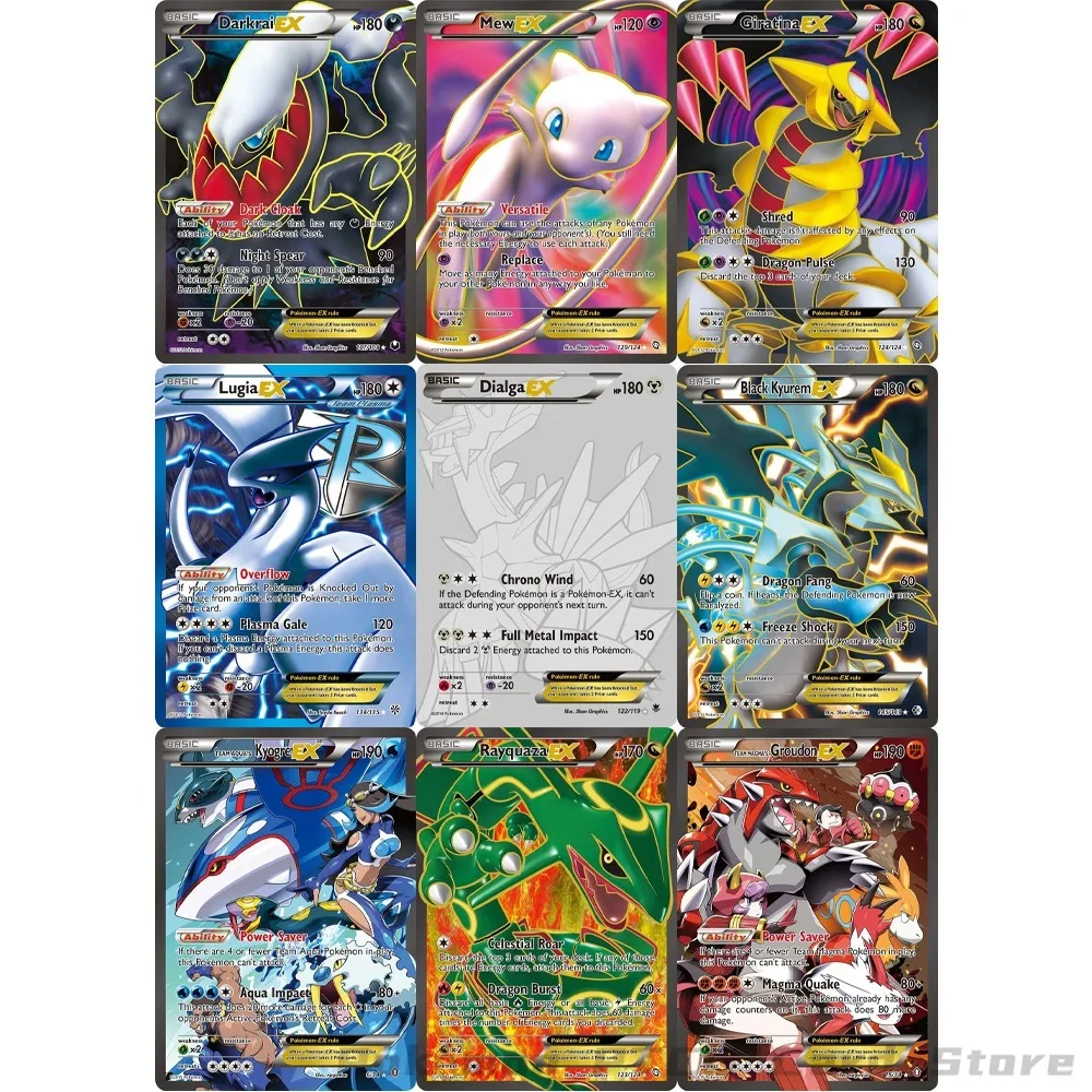 

9 шт. карты покемонов EX Rayquaza Kyogre Giratina Dialga Lugia редкая игра PTCG коллекционная карточка Коллекционные аниме карты покемонов подарок