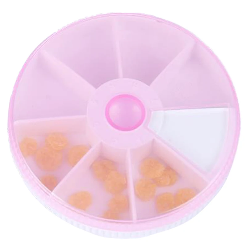 7 Days Weekly Round Pill Case Plastic Tablet Candy Box Portable Storage Tablet Holder Travel Organizer Pill Container