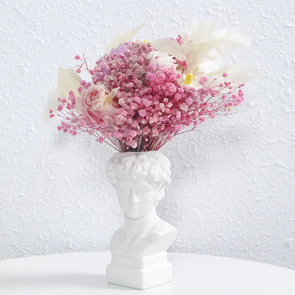 

David Heads Planter Ceramic Vase Classic Color Floral Vase Makeup Brush Pen Holder Head Planter Vases for Centerpieces