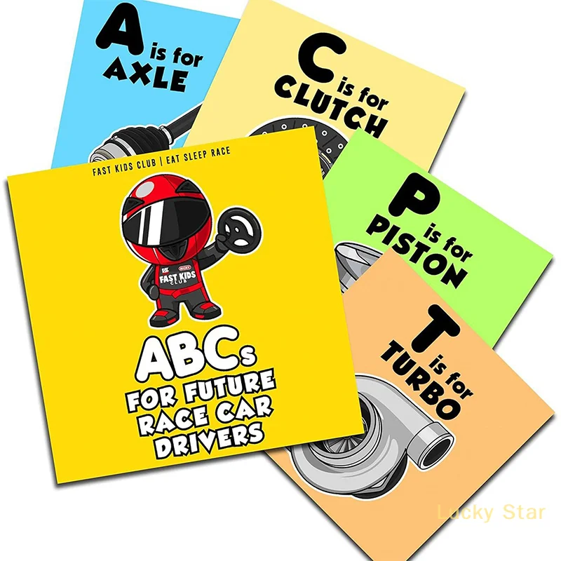 Abc Book For Future Racers Children Racing Parts Learning Alphabet Book Kids Car Parts Illustrated Alphabet Book Toddler Book
