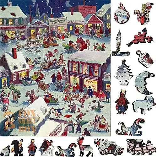 Wooden Jigsaw Puzzle for Adults, Uniquely Shaped Pieces, Made in USA, 263 Pieces, Yapp's Crossing