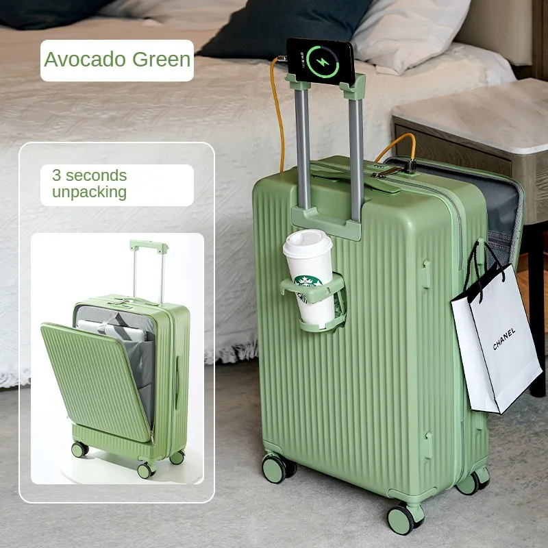 Fashion Front Opening Luggage New Multifunctional Password Suitcase Universal Wheel Trolley Case Laptop Case Boarding Bag