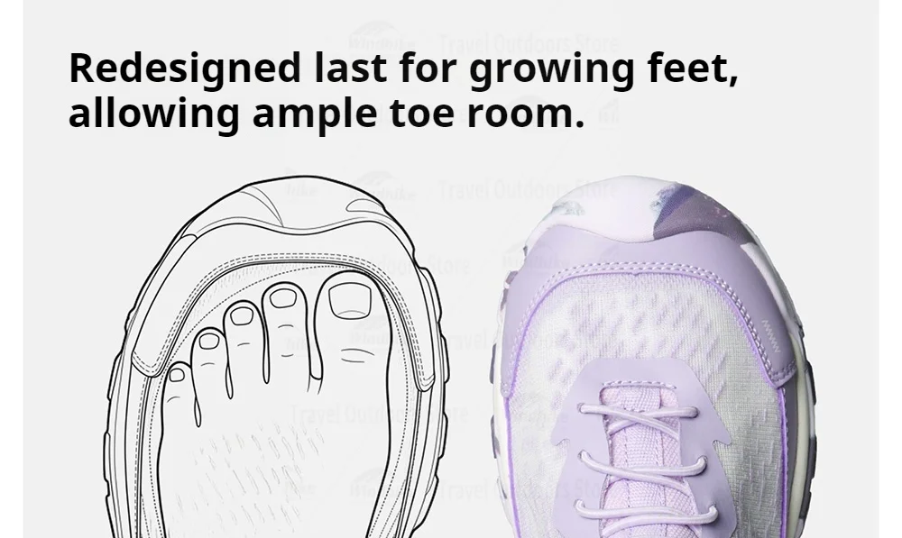 Naturehike Kids' Non-slip Lightweight Hiking Sneakers Anti-Slip Tape Walking Shoes Outdoor Travel Sneakers for River Tracing