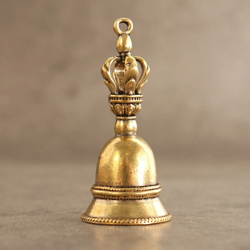 2pcs Antique Bell China's Mini Brass Copper Sculpture Pray Guanyin Bell