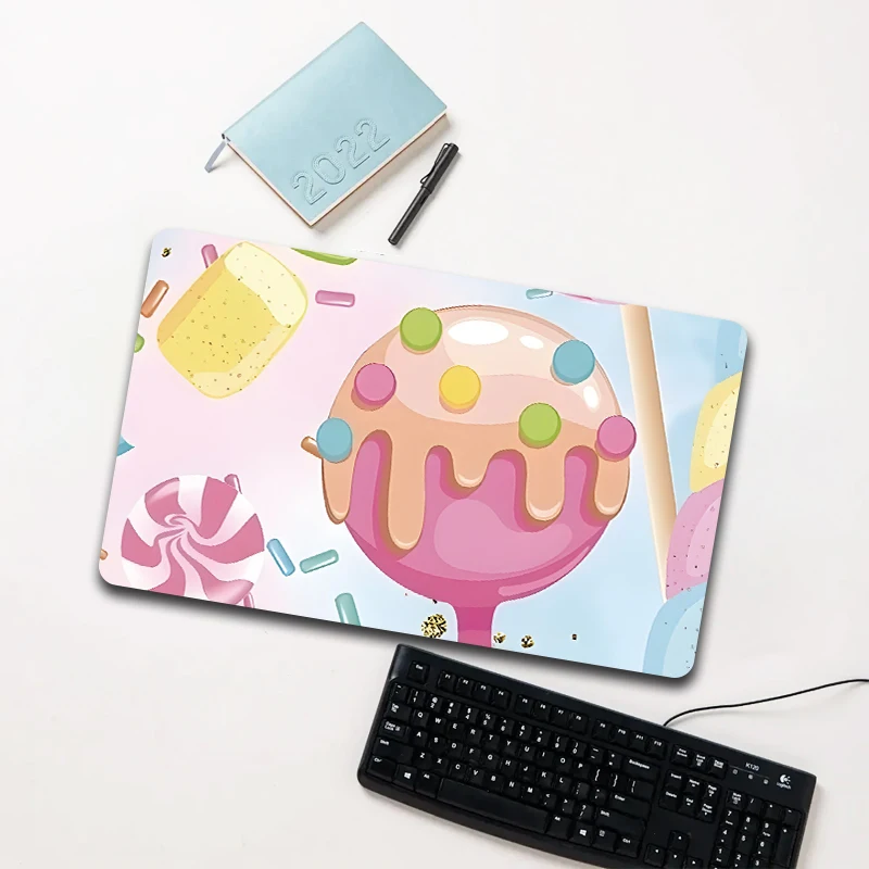 

Pink Candy Lollipop Mouse Pad Large Non-slip Waterproof Desk Mat for Laptop Office