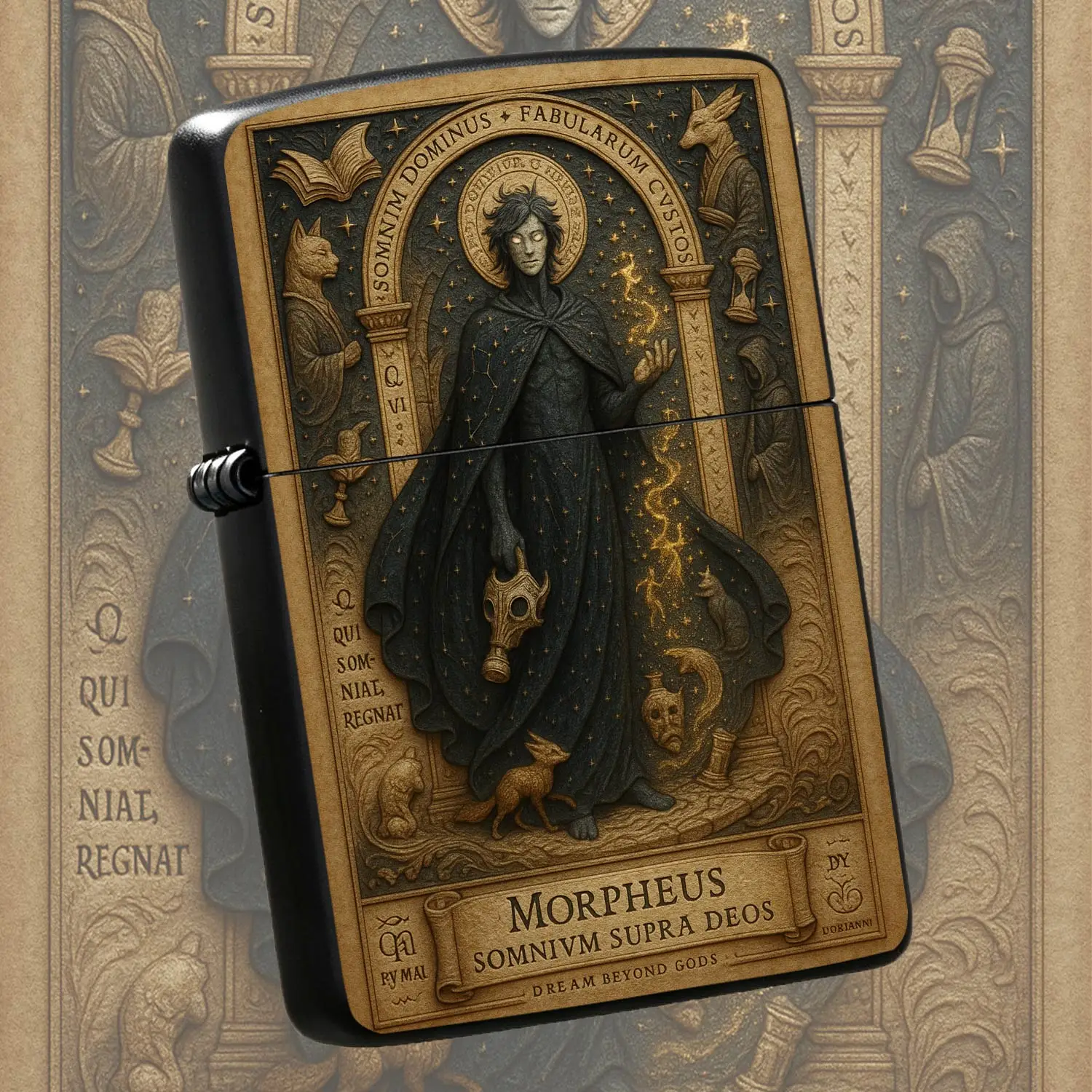 Vintage Morpheus Themed Lighter, Medieval Engraved Dream Keeper Pattern Portable Lighter, Exquisite Art Decor Collectible Accessory For Daily Use GiftingFor All Scenarios A Humorous And Interesting Lighter