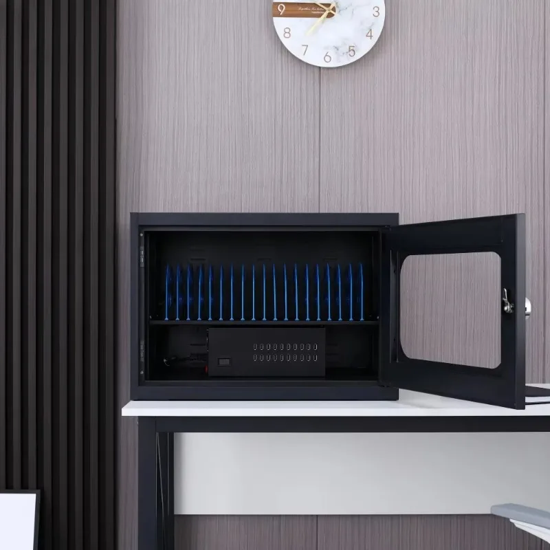 Desktop tablet charging cabinet, mobile phone charging cabinet, metal device charging station with USB cable management function