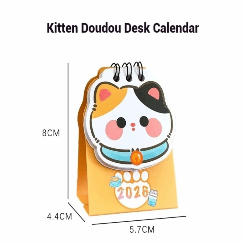 かわいいミニ 2026 卓上カレンダーコイル漫画猫スケジュールプランナースケジュールマークポータブルデイリープランナーオフィスデスクアクセサリー