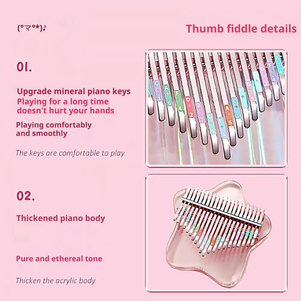 21/17 Keys Portable Finger PianoCrystal Clear Kalimba For Beginners Kids Adults, 17 Key Thumb Piano Musical Gift view 6