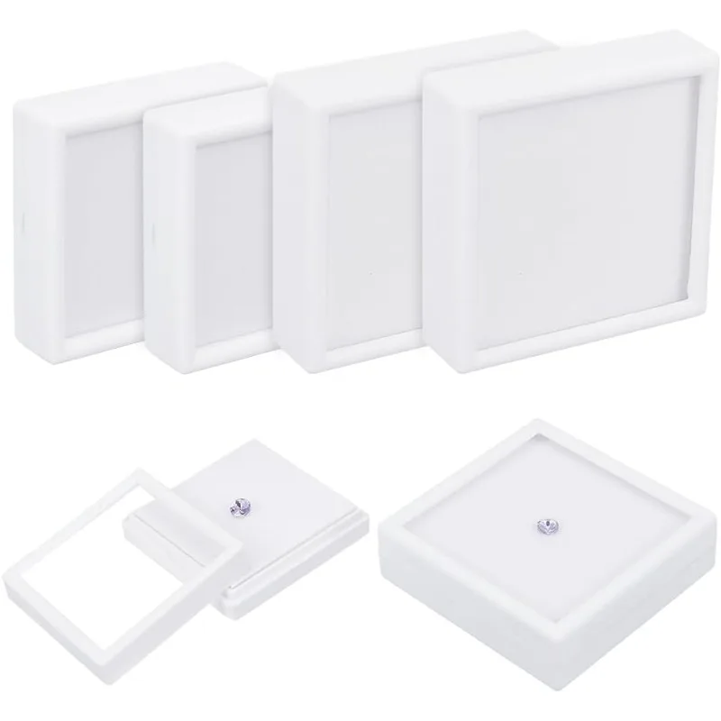 

6 шт., 2 размера, витрина для драгоценных камней, витрина с белыми бриллиантами, контейнер для ювелирных изделий с прозрачным окном для поиска драгоценных камней, монет