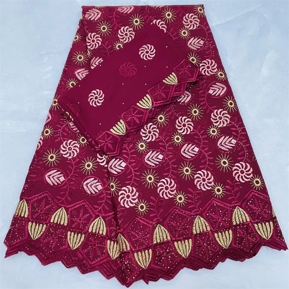 2026 Swiss Voile Dry Lace Fabric Lafaya Embroidery African 100% Cotton fold Popular Dubai Style For Party Material
