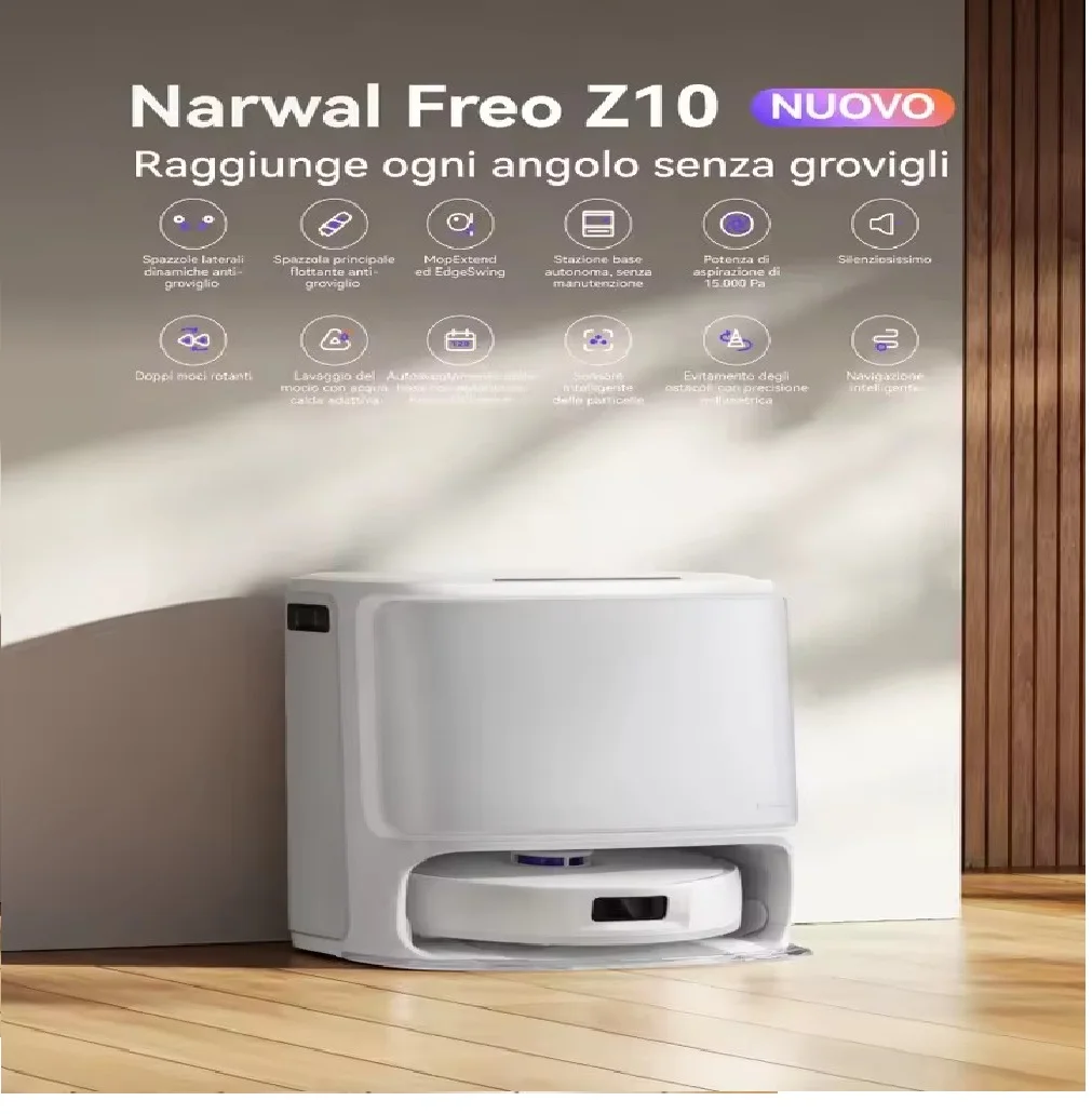 Z10 Robot Aspirapolvere e Mocio con Sistema Anti-Groviglio, Aspirazione 15000Pa, Lavaggio e Asciugatura Mocio, Svuot