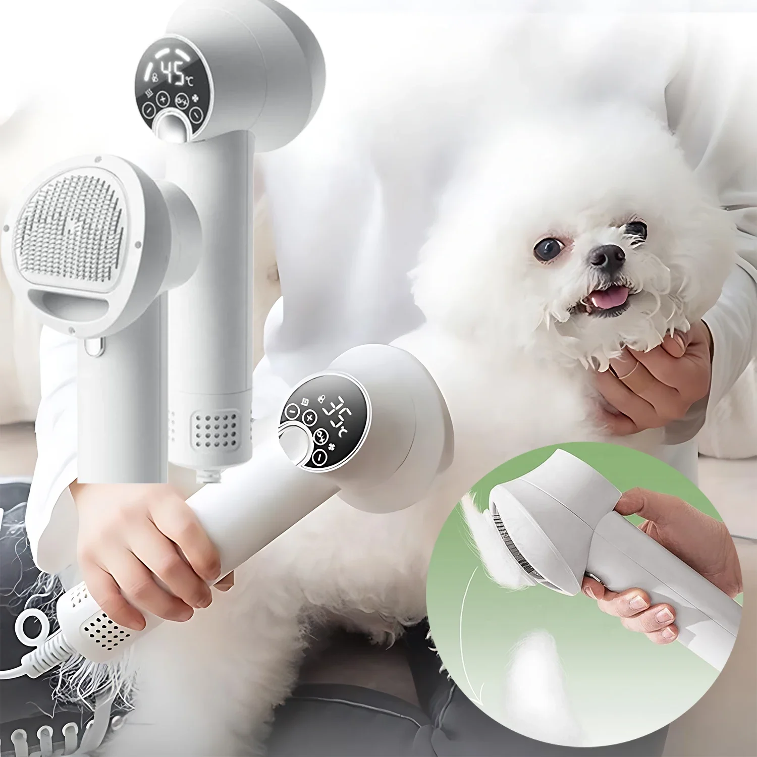 1PC Pet LED Display Blow Dryer Intelligent Pet Hair Dryer Pet Massage Comb Pet Blow Dryer All-in-One Dog Bathing Hair Dryer