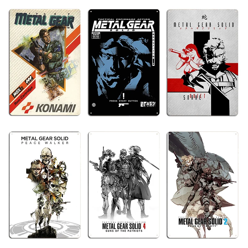 Metal Gear Solid 2 Raiden and Snake Peace Walker Mgs1 Snake&Quiet Metal Plaque Printing Design Cinema Tin Sign Poster