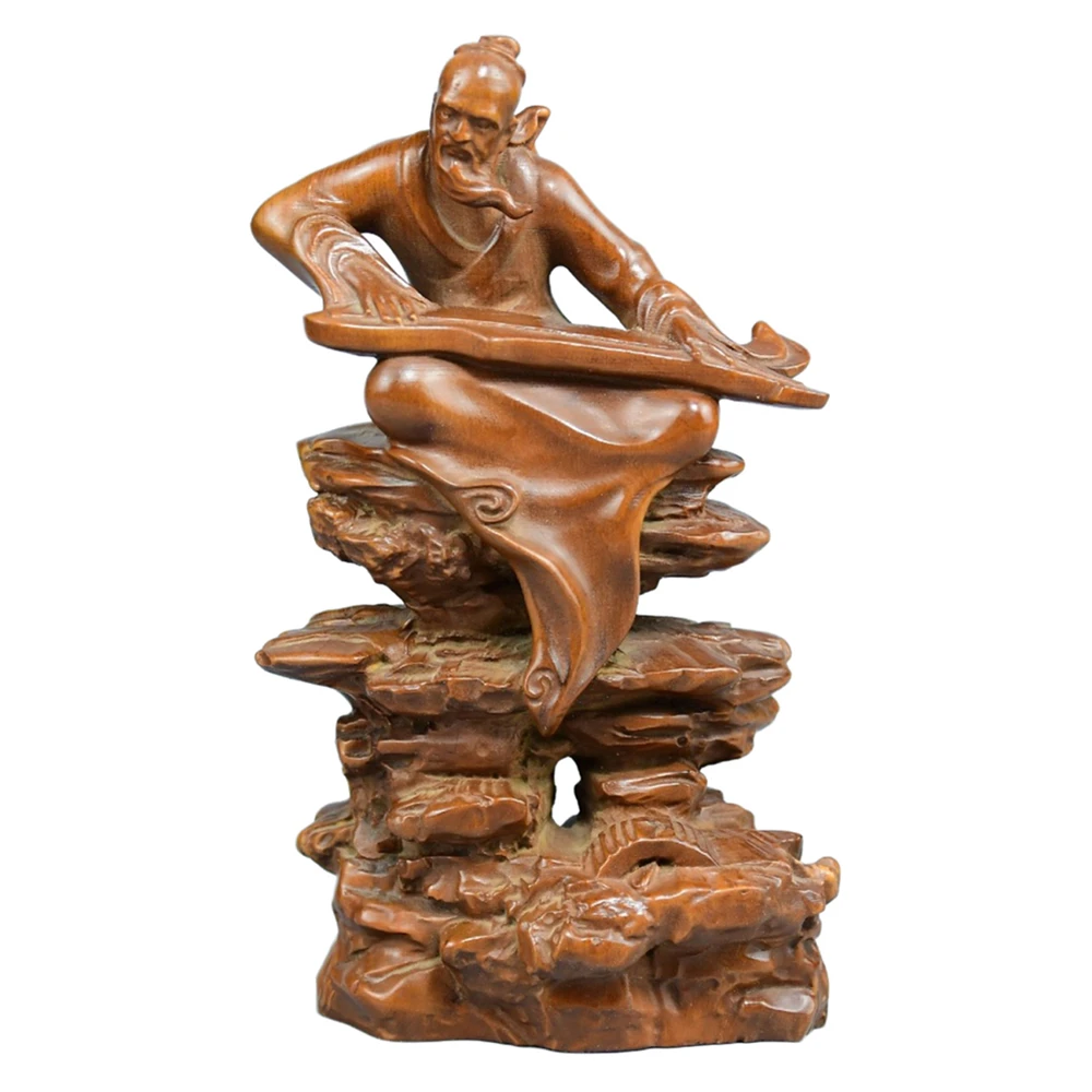 Statues en bois Sculpture sculptée Figurine Bo Ya Guqin musicien érudit harmonie chinoise amitié élégance mélodie Virtue