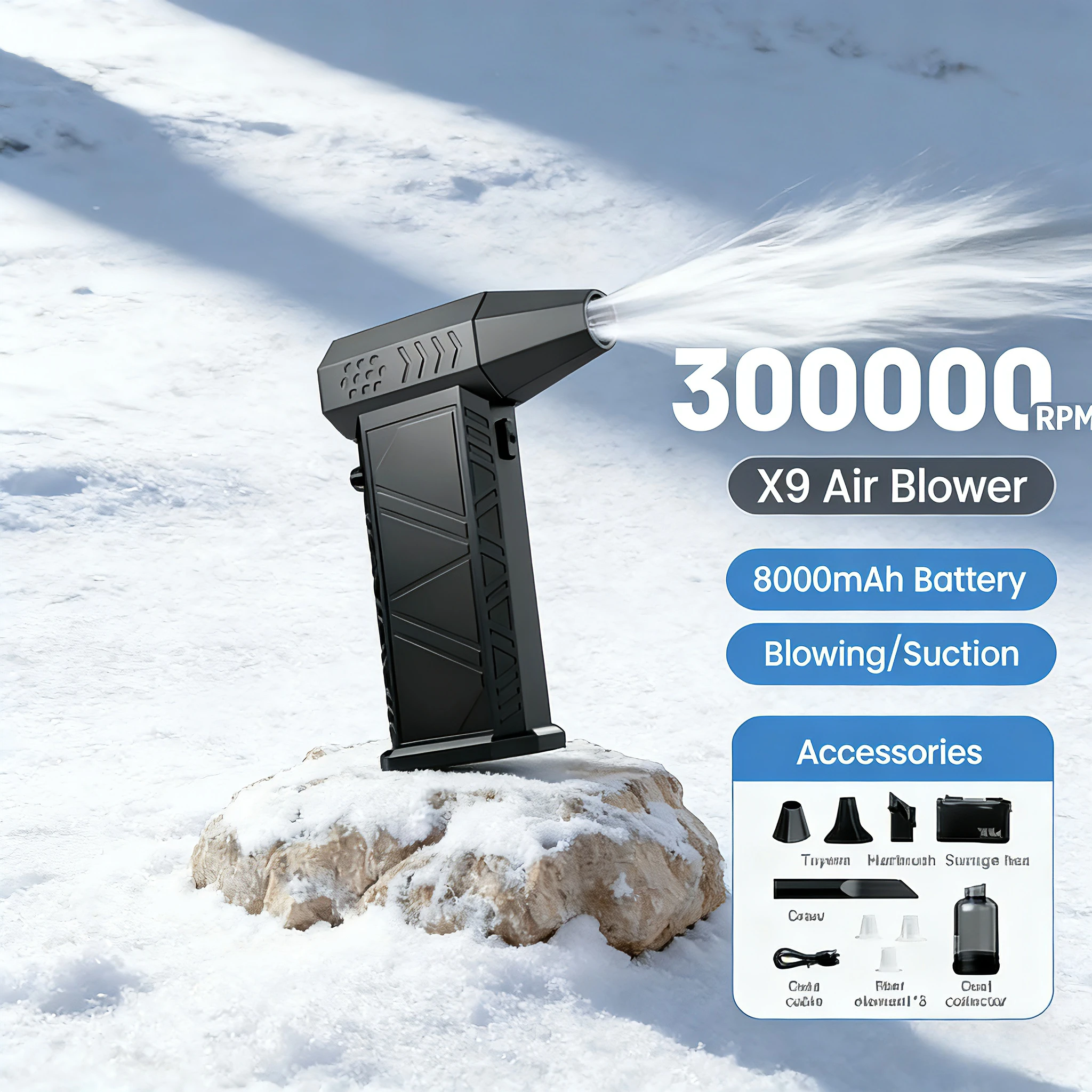 

X9 Turbo Jet Blower & Vacuum – 300000RPM Brushless | PC/Car/Home Deep Cleaning Tool