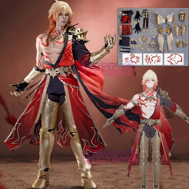 Anime Mydei Cosplay Costume Wig Honkai Star Rail Mydeimos Uniform Earrings Tattoo Stickers Halloween Party for Women Men Props