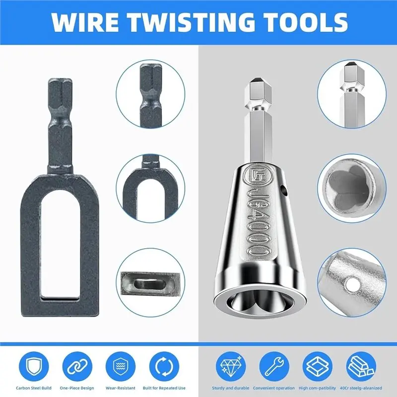[NEWA64Z!】 Wire Twister For Drill 4PCS Steel, Cone Stripper & U-Hook