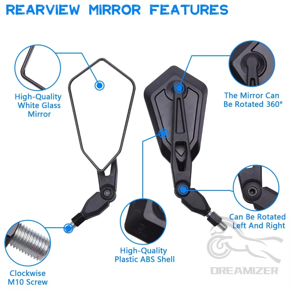 Motorcycle Rearview Mirror for Spiegel Paar Honda Yamaha Kawasaki Maverick Booster M10 Enduro KTM Suzuki image 5
