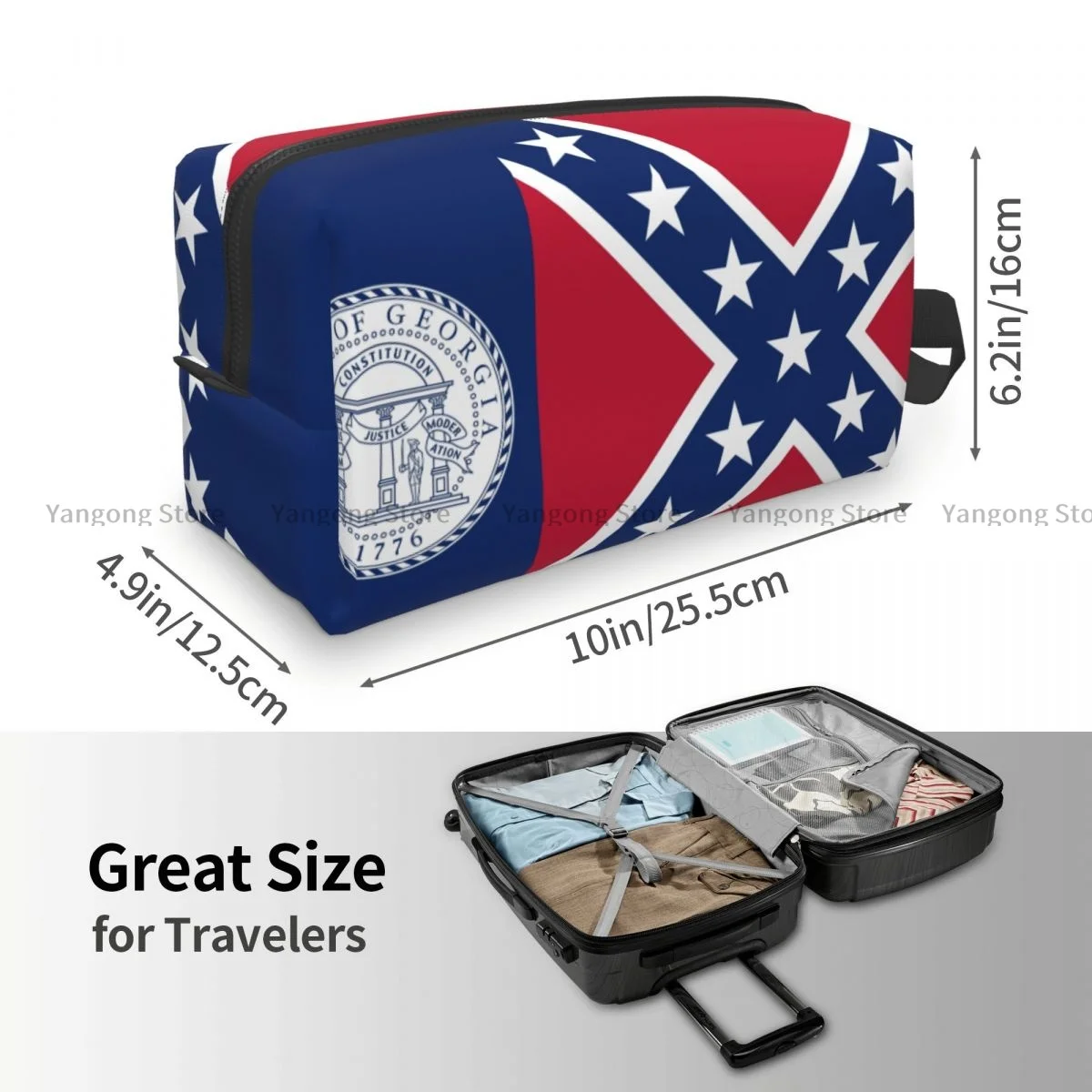 Travel Cosmetic Bag Zipper Wash Toiletry Bag Flag Of The State Of Georgia Makeup Organizer Portable Storage Pouch