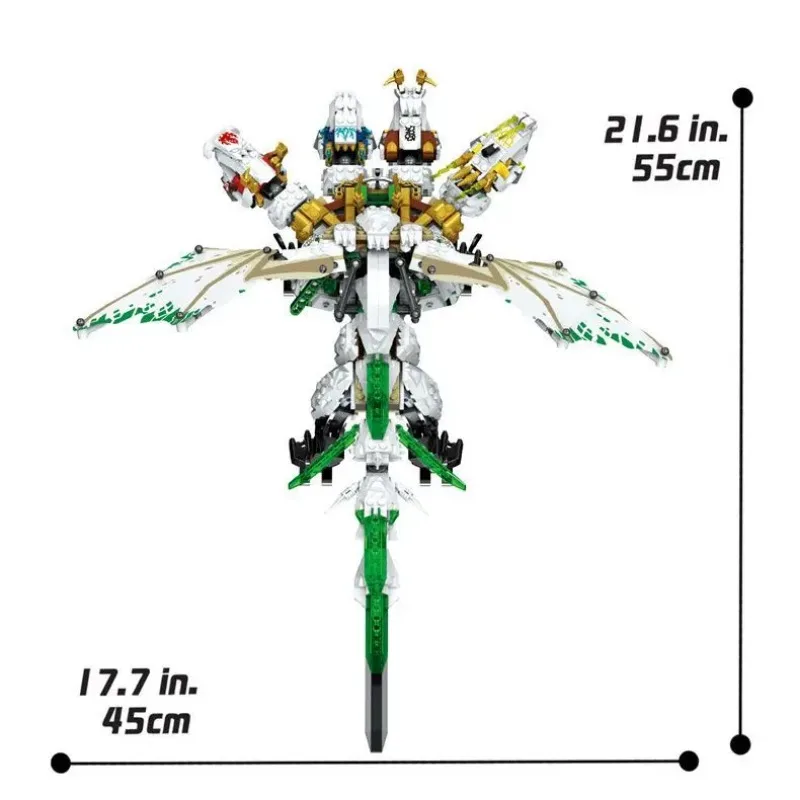 In Stock Combination 4 White Dragon Series Mecha Building Blocks Boy Assembly Toys Children's Educational Holiday Gift Puzzle