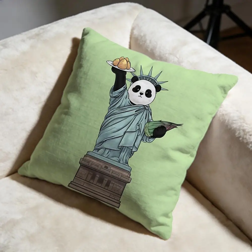 Creative Panda Painting Cushion Cover Soft Decorative Pillow Case Suitable for Bedroom Sofa Car Travel Use