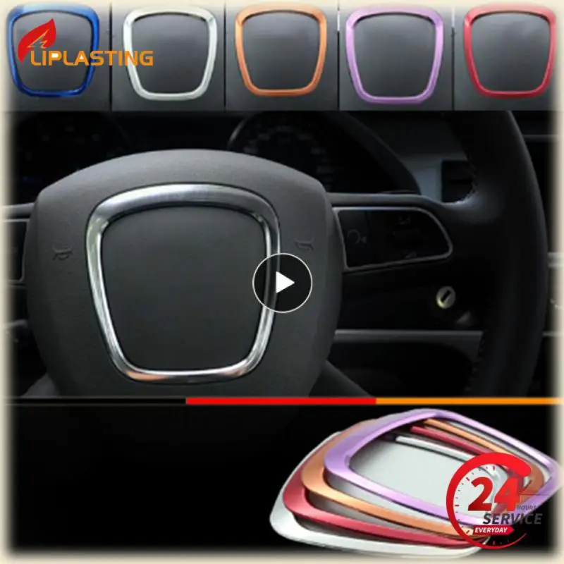 Car Steering Wheel Center Logo Frame Emblem Trim Decor Ring Decal For A3 8P S3 A4 B6 B7 B8 A5 A6 C6 Q7 Q5 Metal 3D Styling