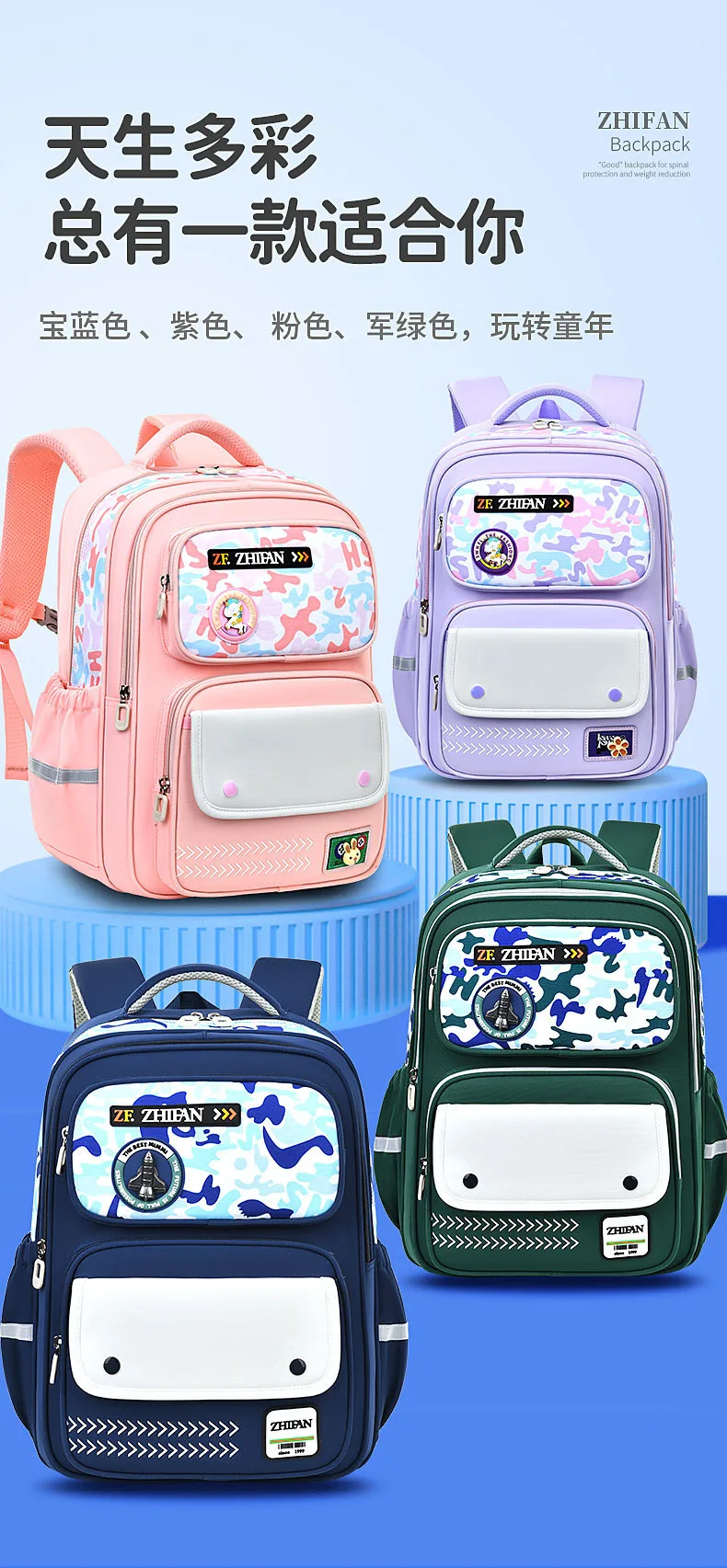 

Back to School Adjustable Kids School Backpack for Boys Girls Lightweight Ergonomic Growth Design Waterproof Elementary Bookbag