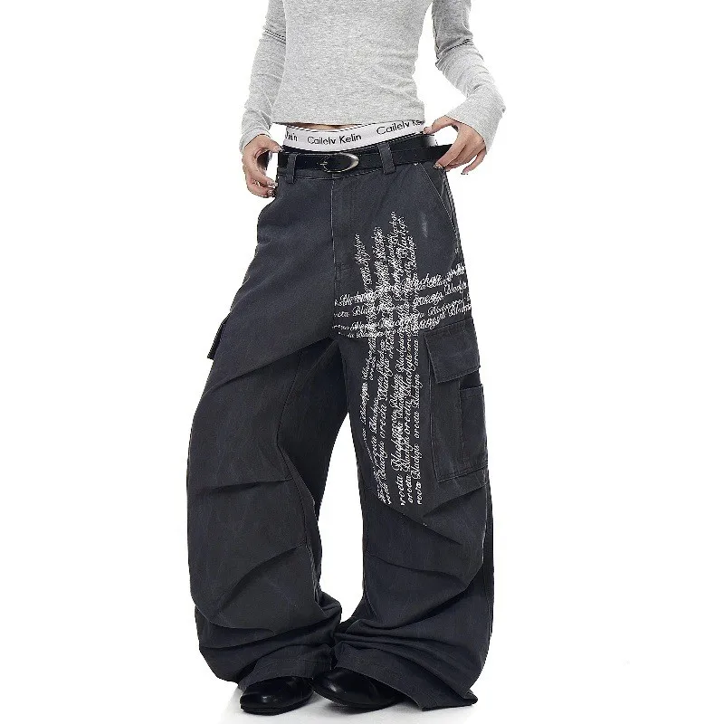 Мужские рабочие брюки в стиле ретро в американском стиле, свободные прямые джинсы с несколькими цветами, уличные брюки со средней талией