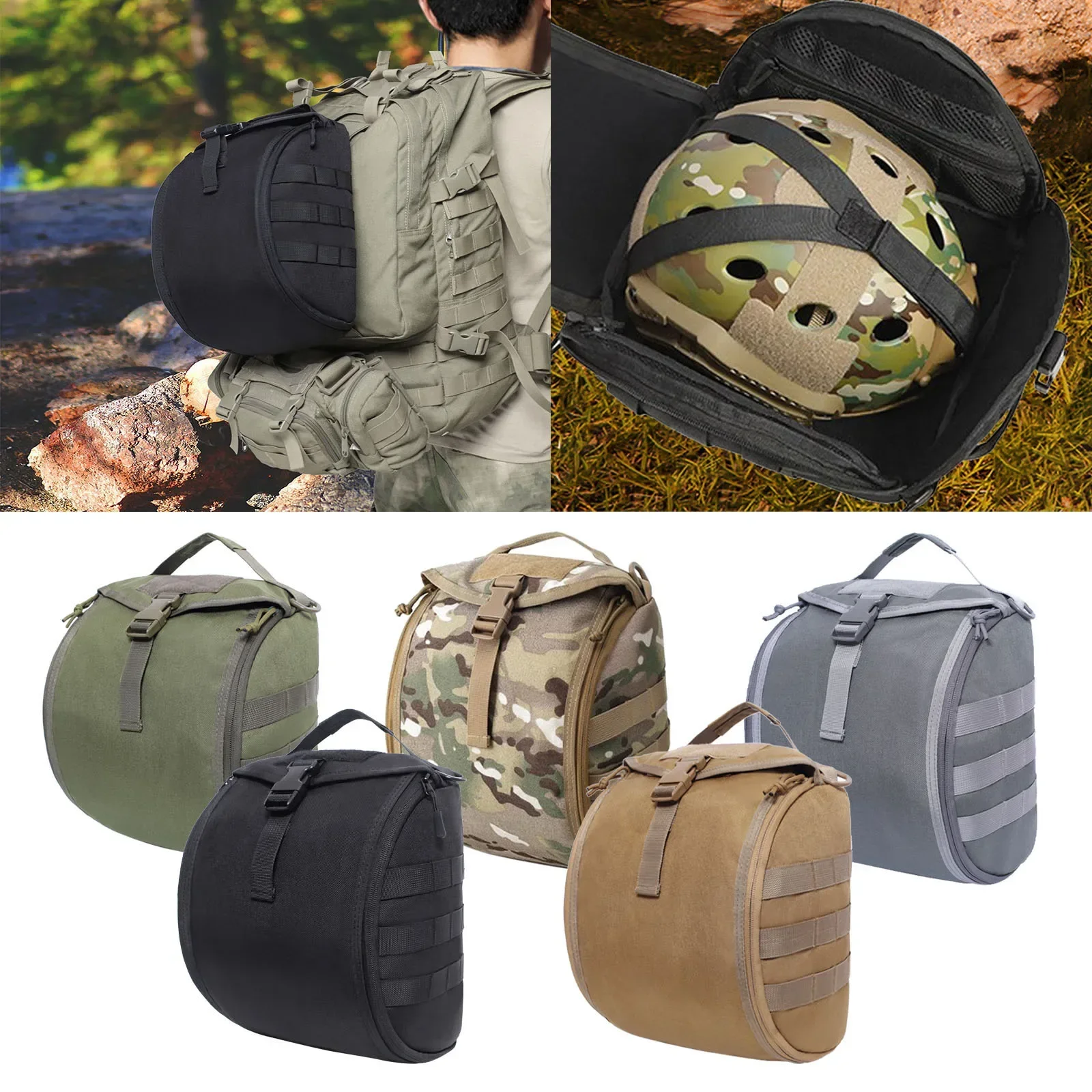 Tactical Helmet Bag Pack Multi-Purpose Molle Storage Carrying Pouch for Sports Hunting Shooting Combat Helmets