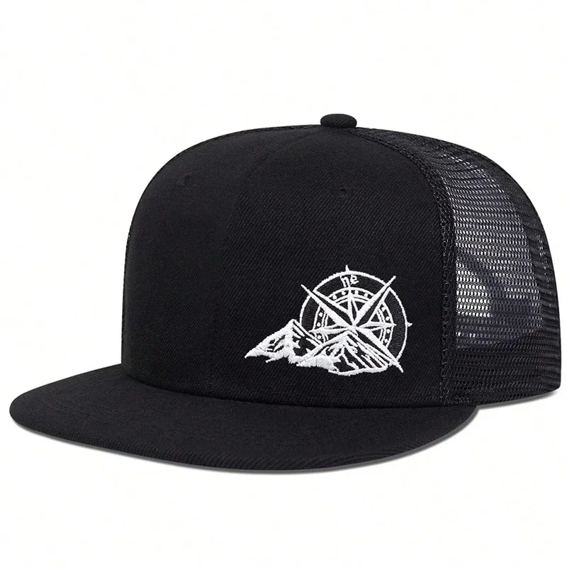 Unisex Compass Mountain Embroidery Hip-hop Net Hats Spring Summer Outdoor Adjustable Sports Casual Baseball Caps Sunscreen Hat