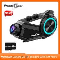 Freedconn R3 Pro Motorcycle Intercom Motor DVR Helmet Camera Headset Bluetooth WiFi Video Recorder 1440P APP Music FM Dashcam