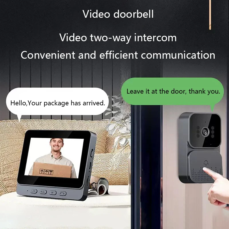 4.3-inch Display Wireless Smart Video Doorbell Video Two-Way Intercom Automatic Shooting Automatic Recording Surveillance Camera