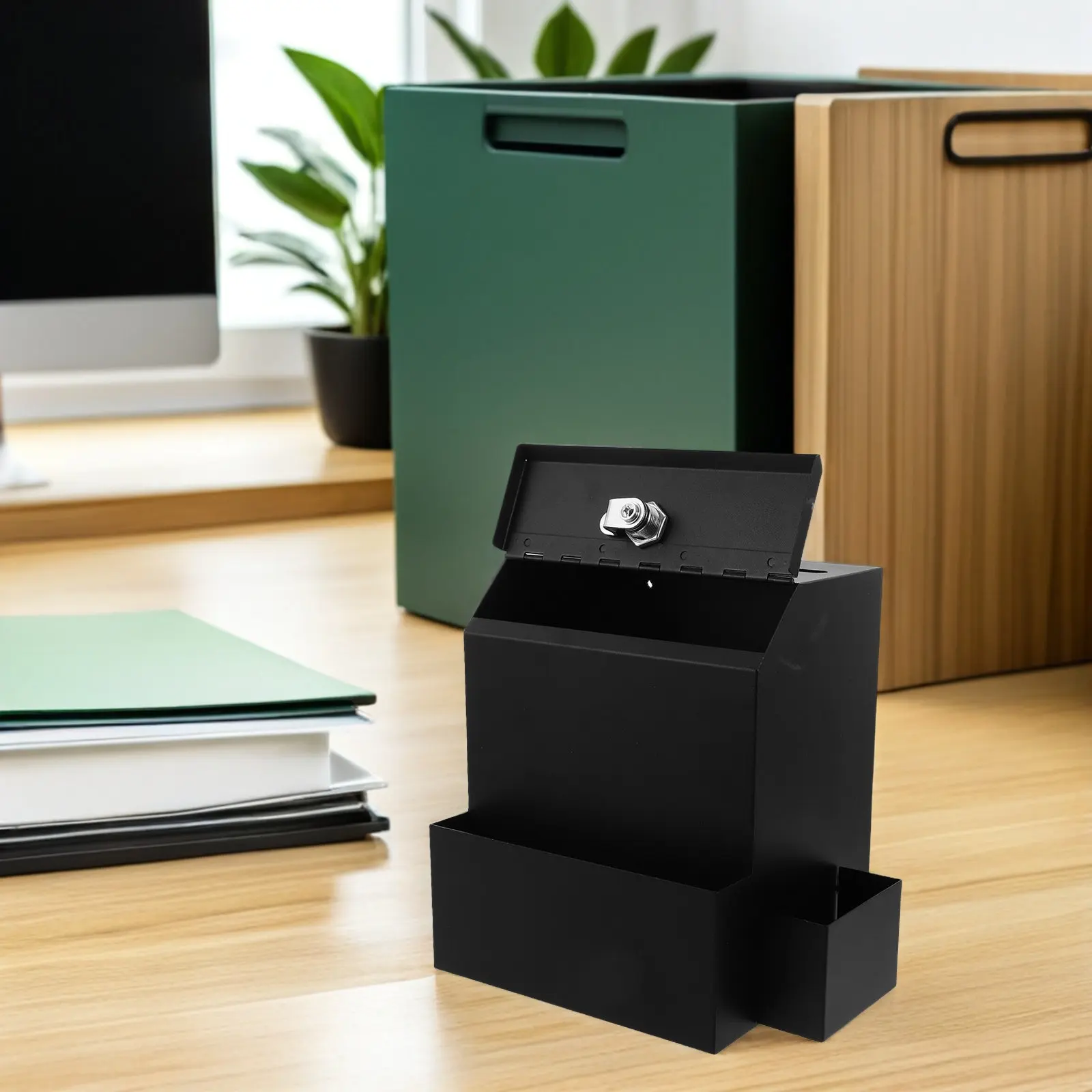 black-ballot-box-secure-lockable-voting-collection-donation-box-plastic-suggestion-slot-office-school-classroom