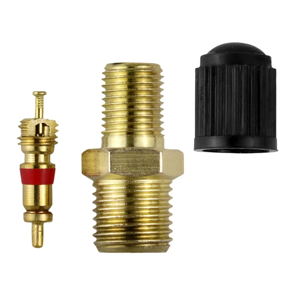Air Compressor Tanks Fill Valve Automobile Tire Valve Core Valve Stems Brass Hexagonal Double-Ended Connector For Leak-Free HVAC