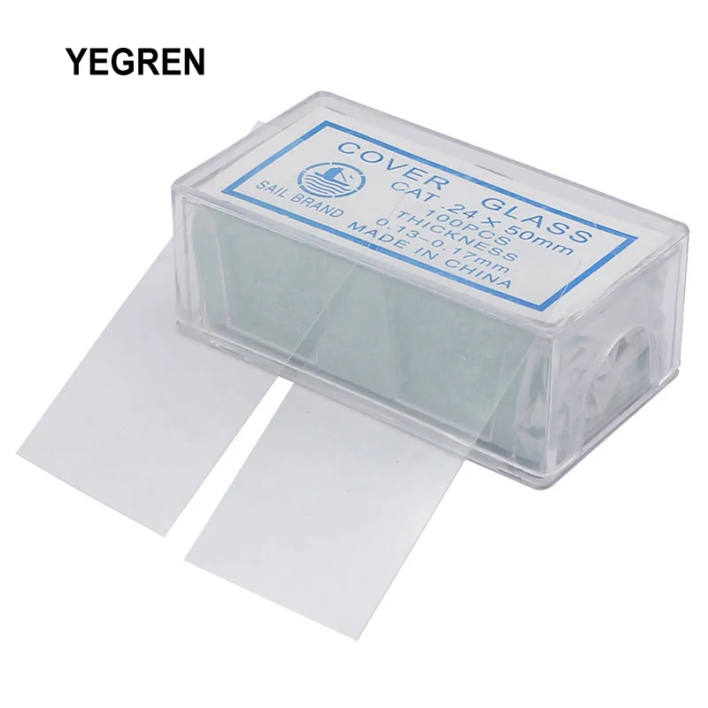 100 Pieces Microscope Cover Glass 24x50mm Non-fogging Blank Glass Slides 0.13-0.17mm Thickness with Box for Blood Cell Counting