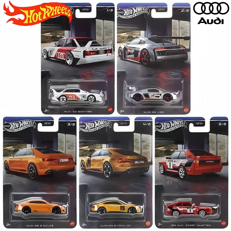 New Hot Wheels Silver Series Audi Set GRT01 1:64 Metal Alloy Diecast Car Models Collectible Boy's Birthday Gift From Audi Fans