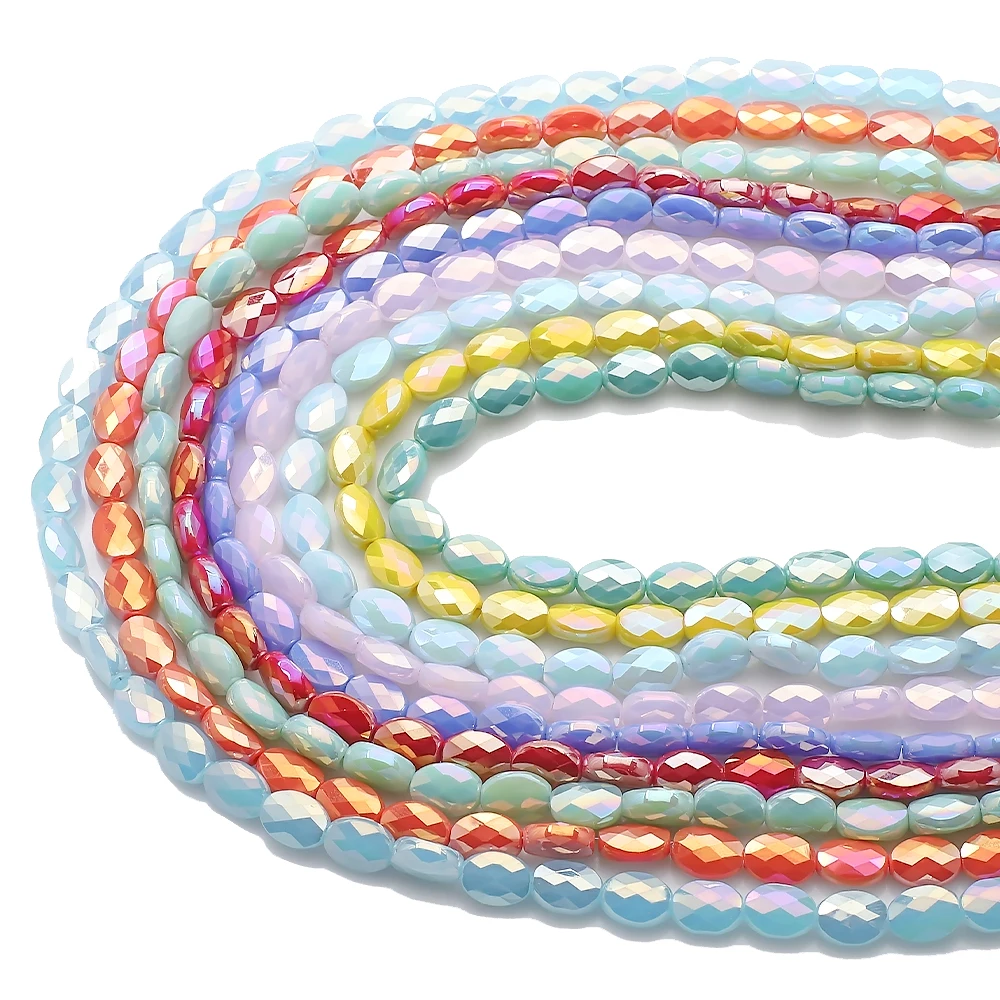 30Pcs/Lot Flatback Oval Shape Bead 8x11mm AB Faceted Glass Loose Beads Jewelry Diy Making Crystal Accessories Wholesale In Bulk