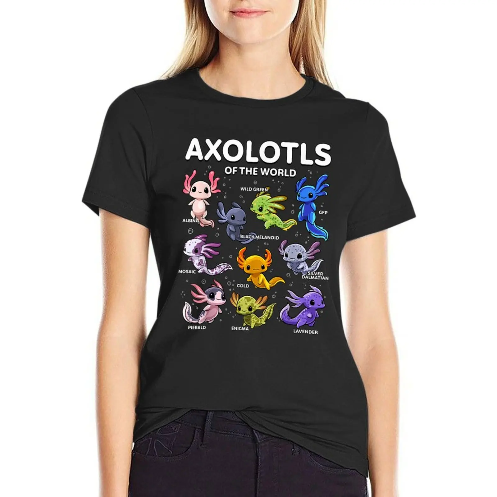 

Axolotl - Kawaii Axolotls of the World Axolotl Animals T-Shirt funnys heavyweights plain animal prinfor workout shirts for Women